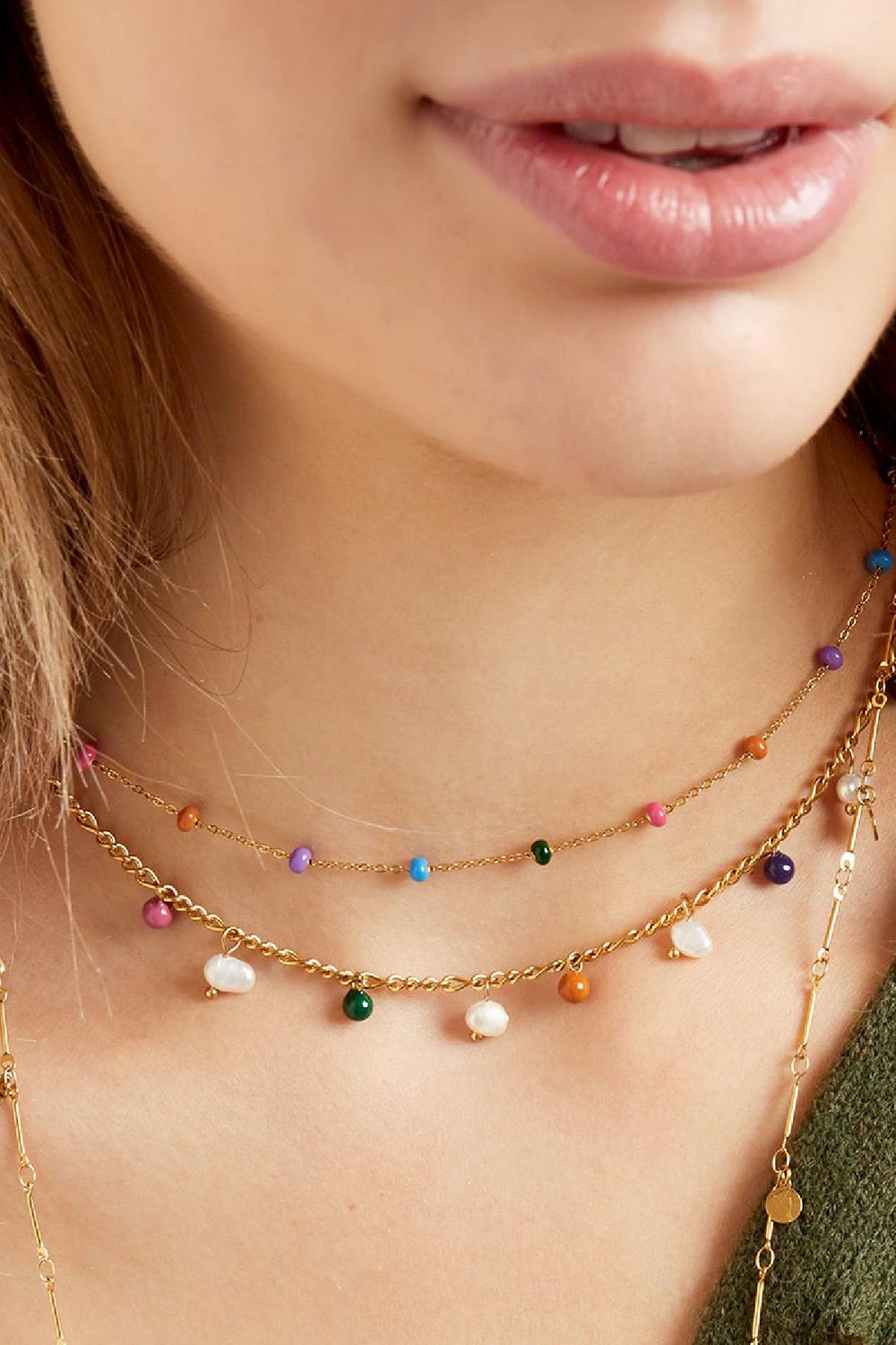 Necklace colored charms Gold color Stainless Steel h5Picture3